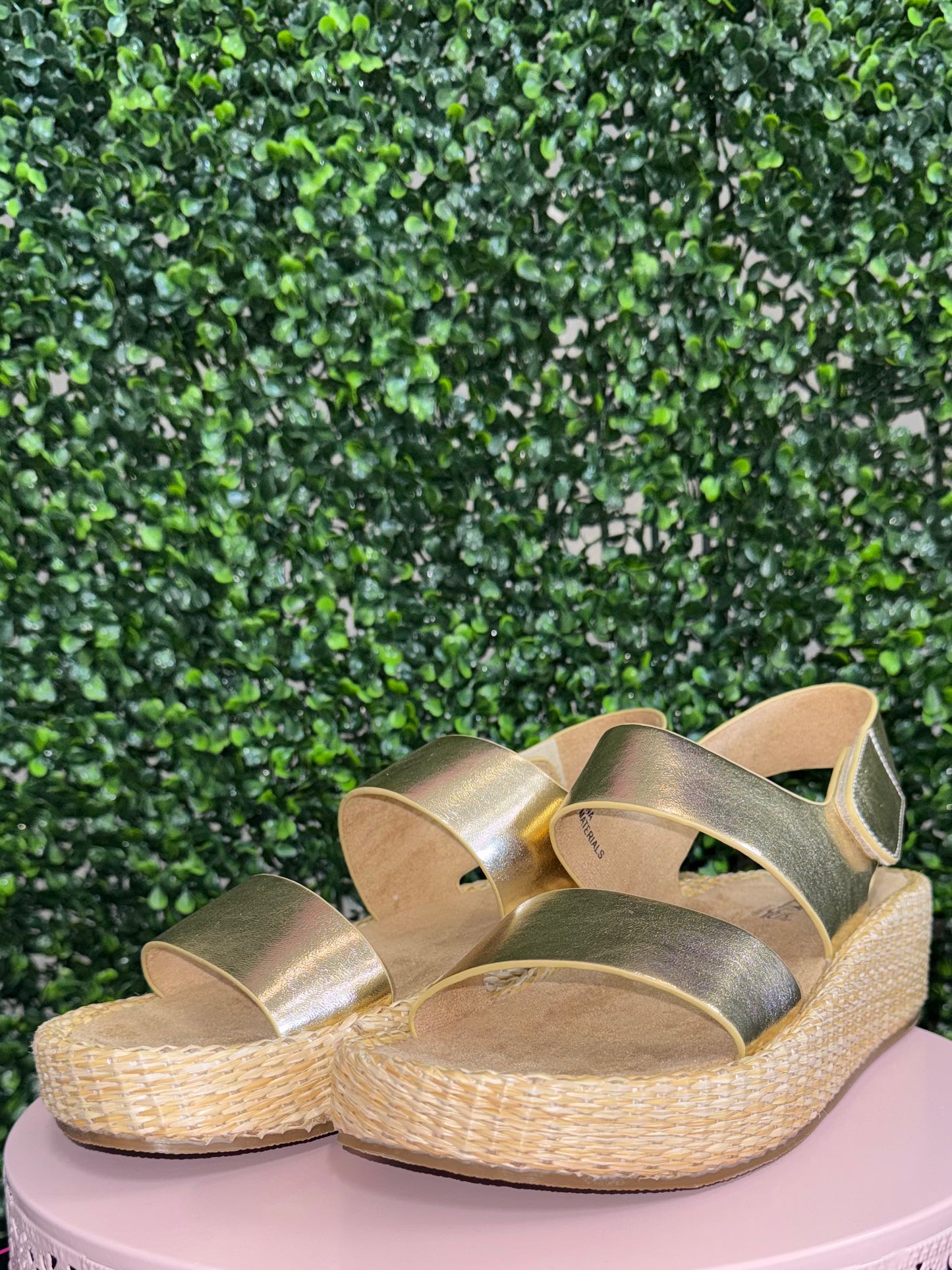 Corkys gold metallic sandals for women, comfortable dressy summer sandals, lightweight boutique shoes for church and special occasions, stylish gold slip on sandals
