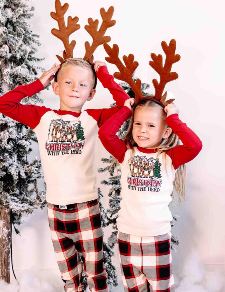 Christmas with the Herd Kid's Long Sleeve Deer PJ's