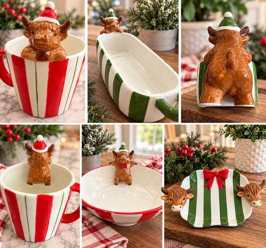 Simply Southern Christmas Ceramic Highland Cow Collection