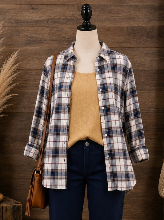 Keren Hart Navy Fall Flannel