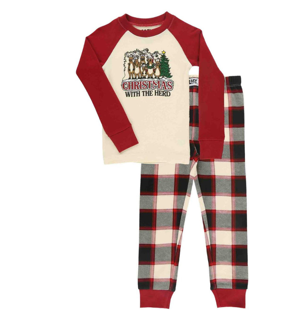 Christmas with the Herd Kid's Long Sleeve Deer PJ's