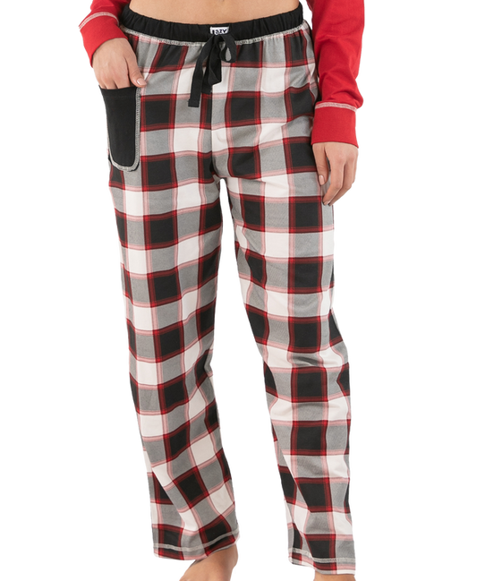 Black Plaid Regular Fit PJ Pant - Women