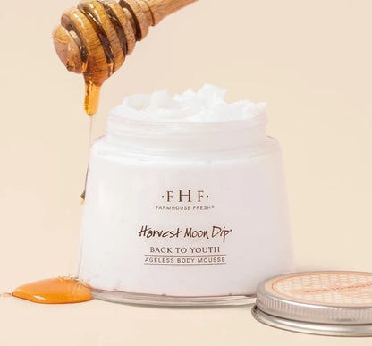 FarmHouse Fresh Harvest Moon Dip Whipped Body Mousse with peptides and retinol for firming skin. Antiaging mousse
