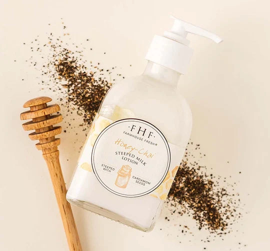 FarmHouse Fresh Honey-Chai Steeped Milk Lotion moisturizing fall body lotion with coconut milk
