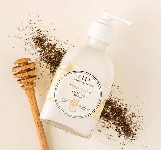 FarmHouse Fresh Honey-Chai Steeped Milk Lotion moisturizing fall body lotion with coconut milk
