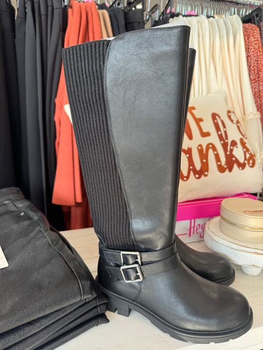 Corkys Black Hay Bale Wide Calf Friendly Tall Boots