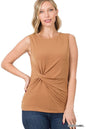 Zenana Plus Knot front sleeveless top - 3 fall colors