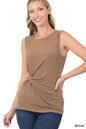 Zenana Plus Knot front sleeveless top - 3 fall colors