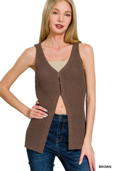 Zenana sweater vest - brown