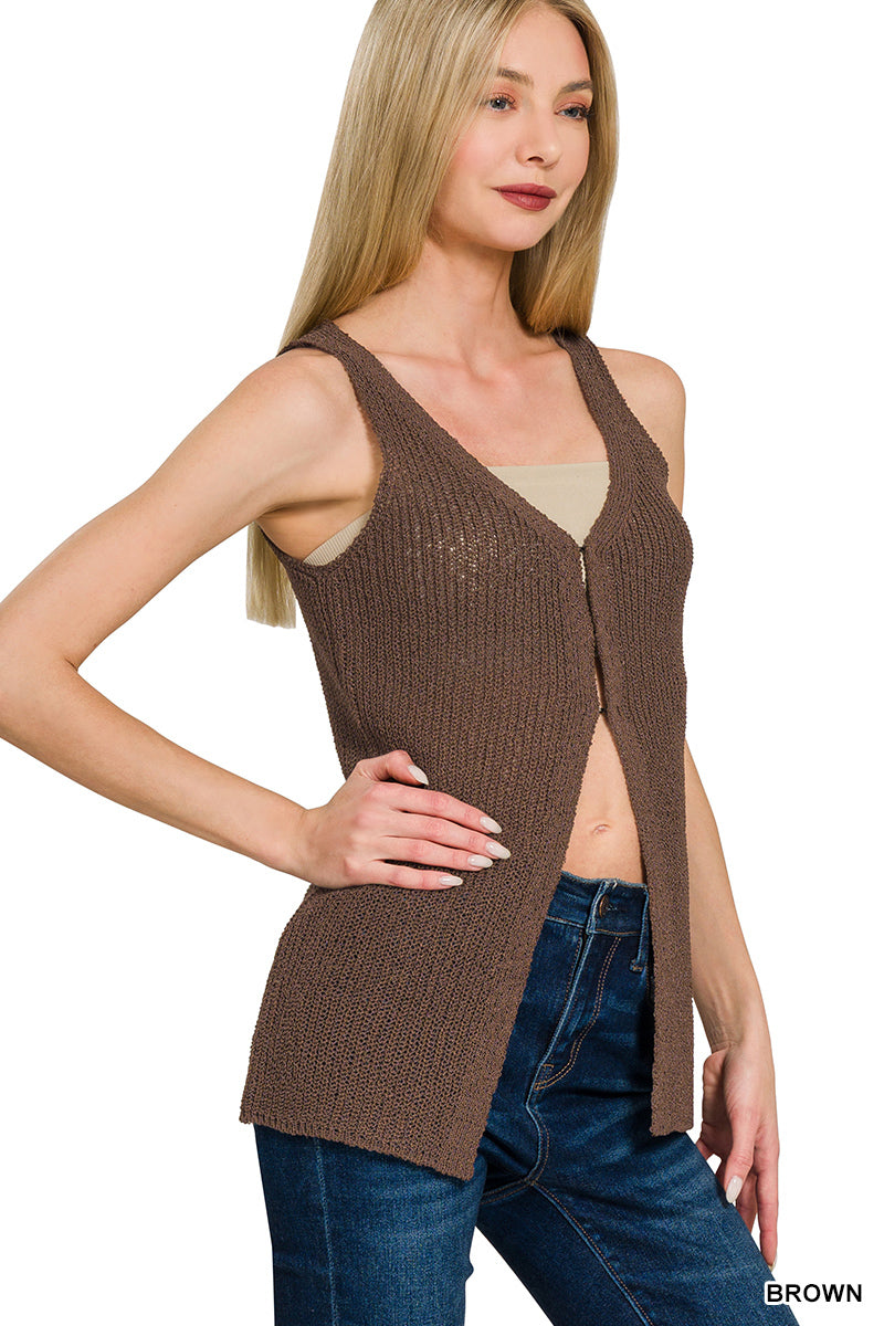 Zenana sweater vest - brown