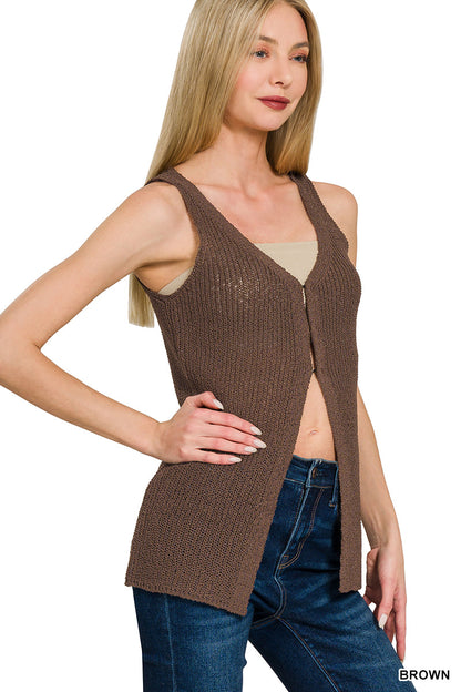 Zenana sweater vest - brown