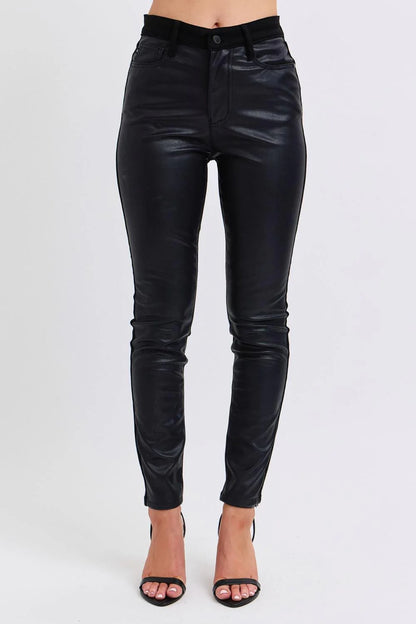 Judy Blue Faux Leather Black Skinny Jeans