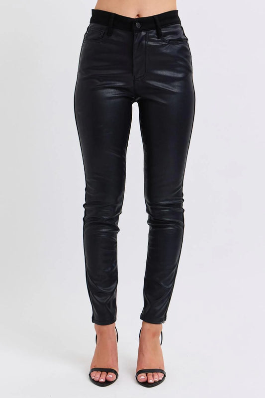 Judy Blue Faux Leather Black Skinny Jeans