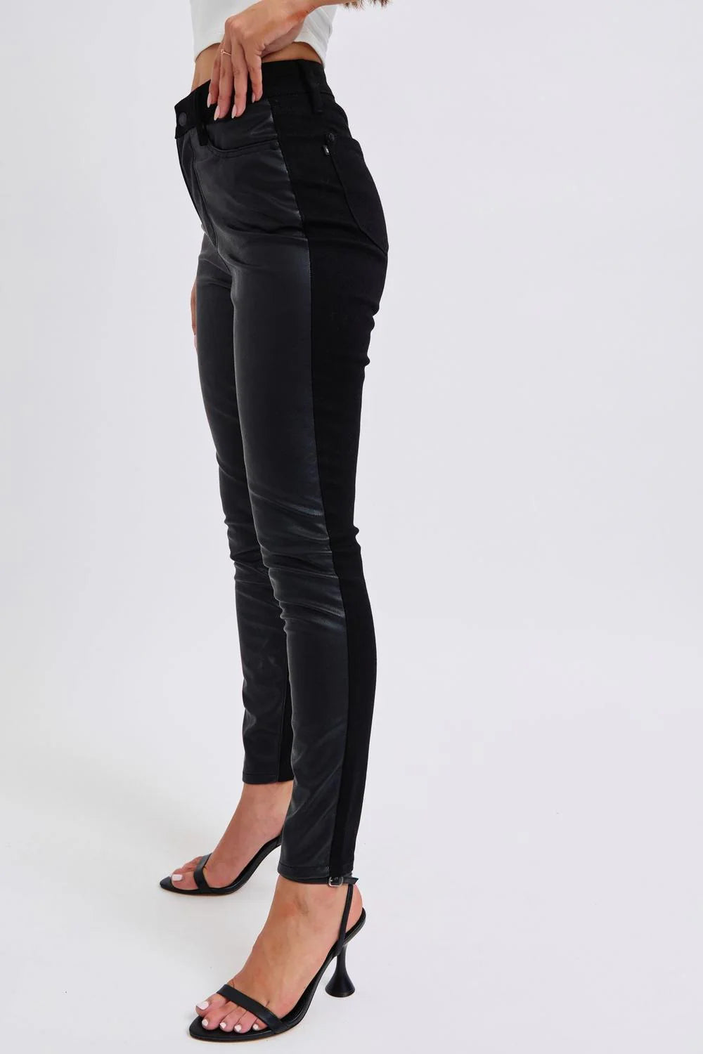 Judy Blue Faux Leather Black Skinny Jeans