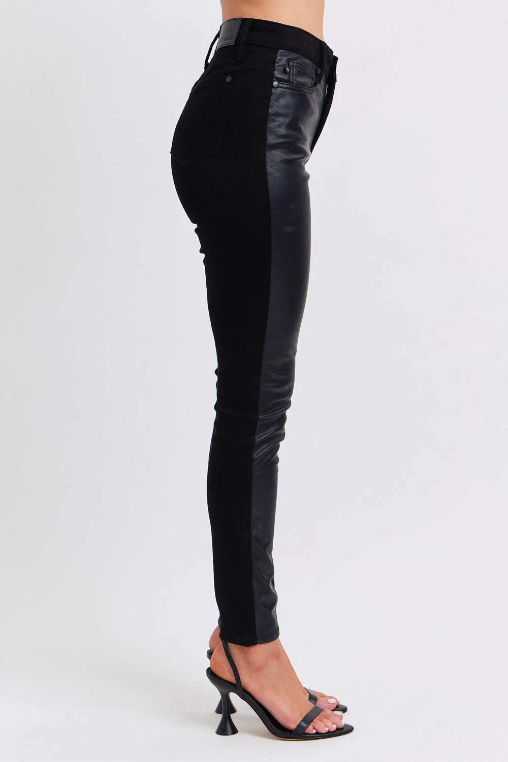 Judy Blue Faux Leather Black Skinny Jeans