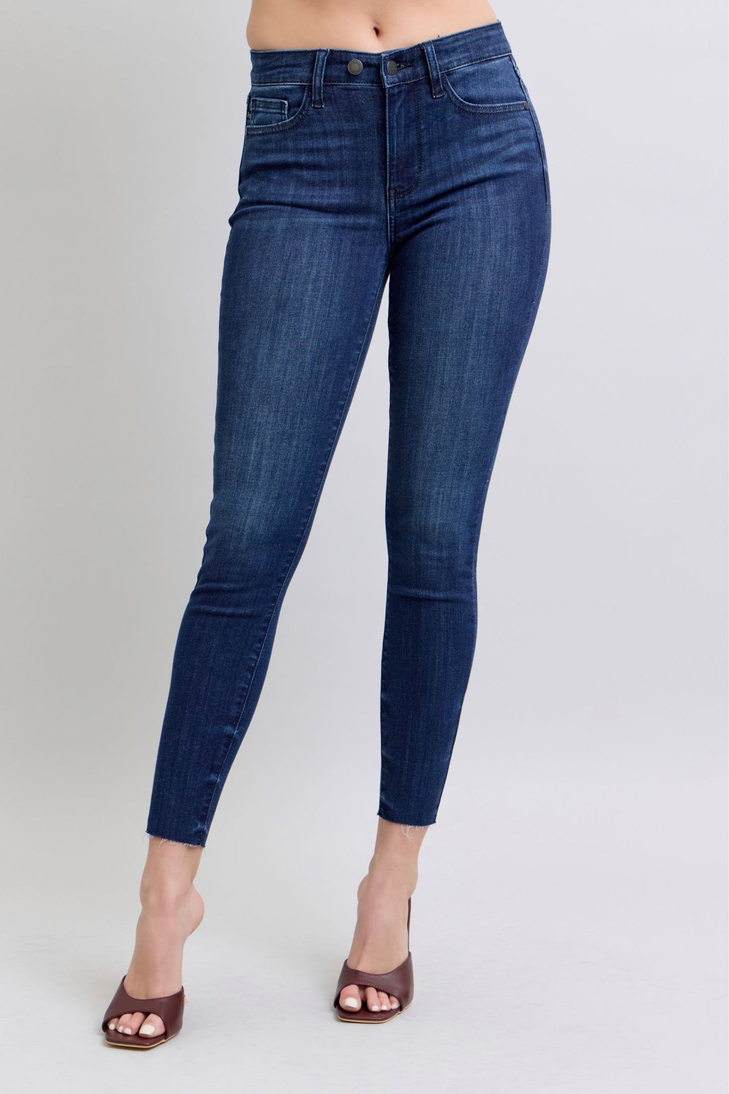 Judy Blue Mid-rise Skinny with Raw Hem Jeans