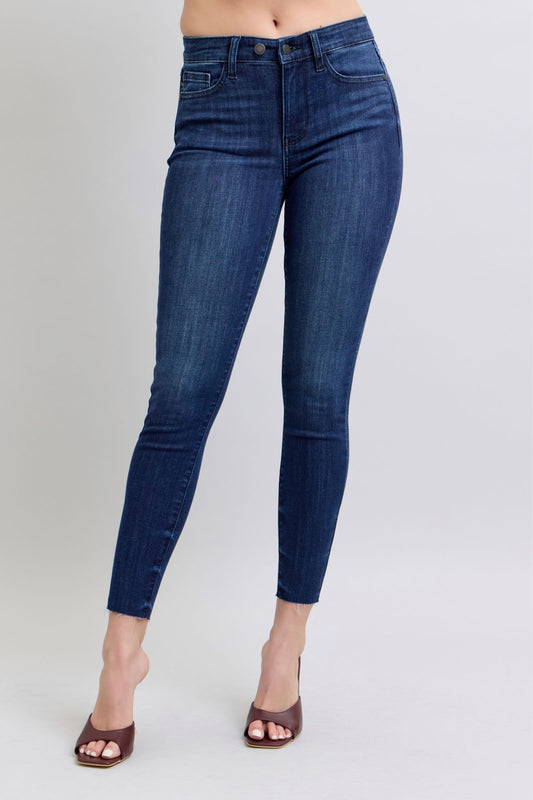 Judy Blue Mid-rise Skinny with Raw Hem Jeans