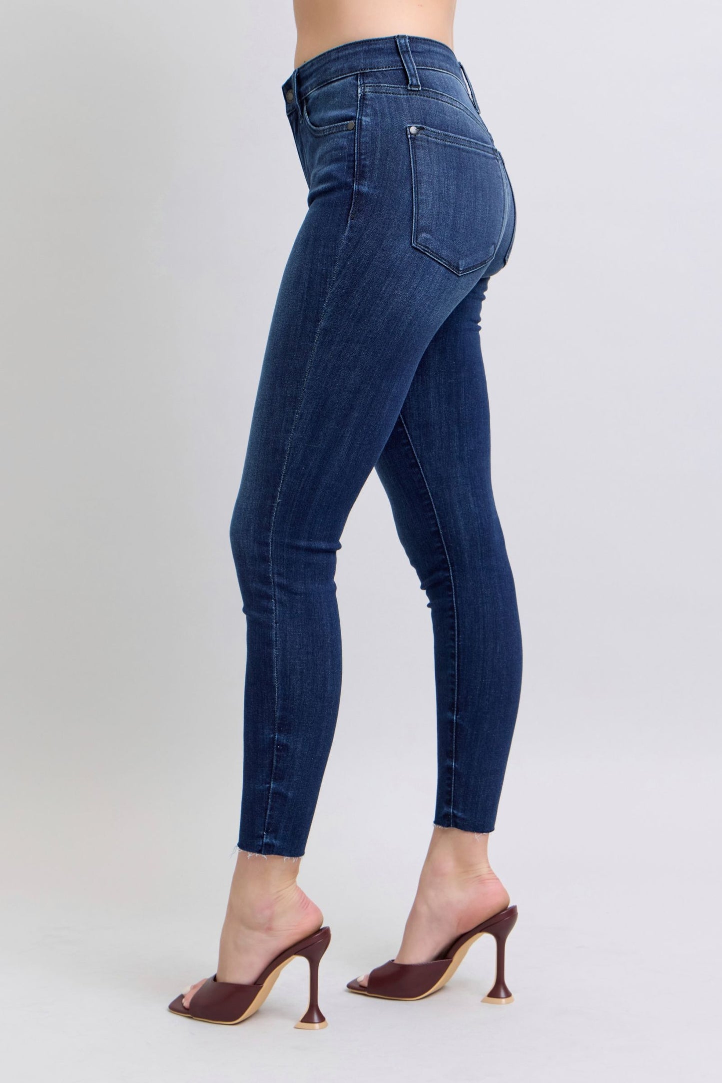 Judy Blue Mid-rise Skinny with Raw Hem Jeans