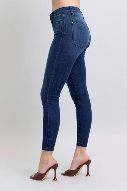Judy Blue Mid-rise Skinny with Raw Hem Jeans