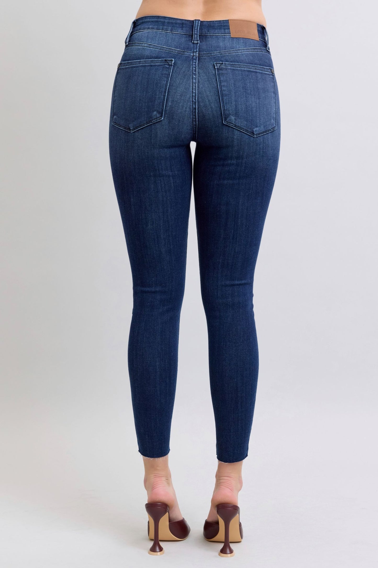 Judy Blue Mid-rise Skinny with Raw Hem Jeans