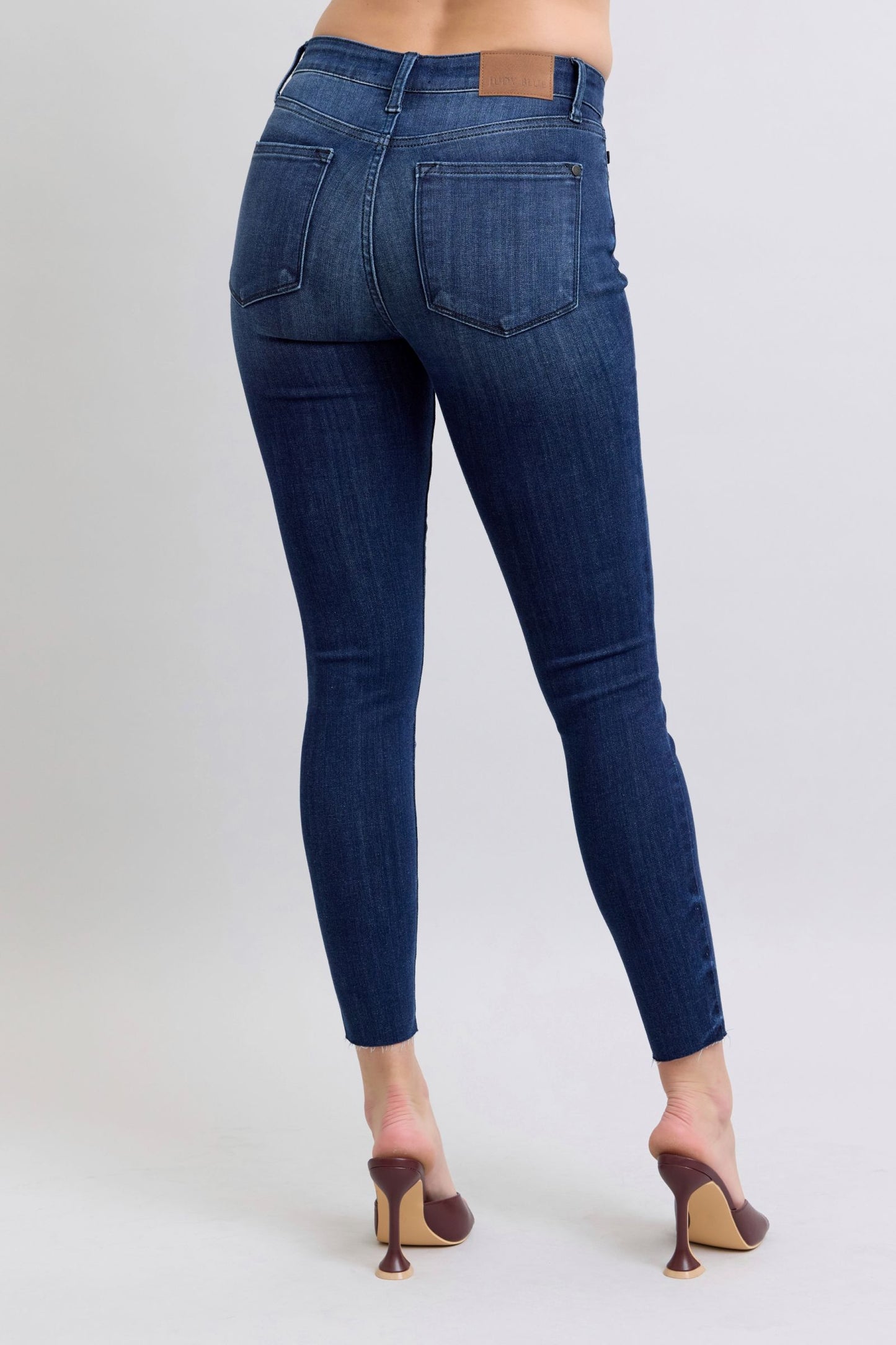 Judy Blue Mid-rise Skinny with Raw Hem Jeans