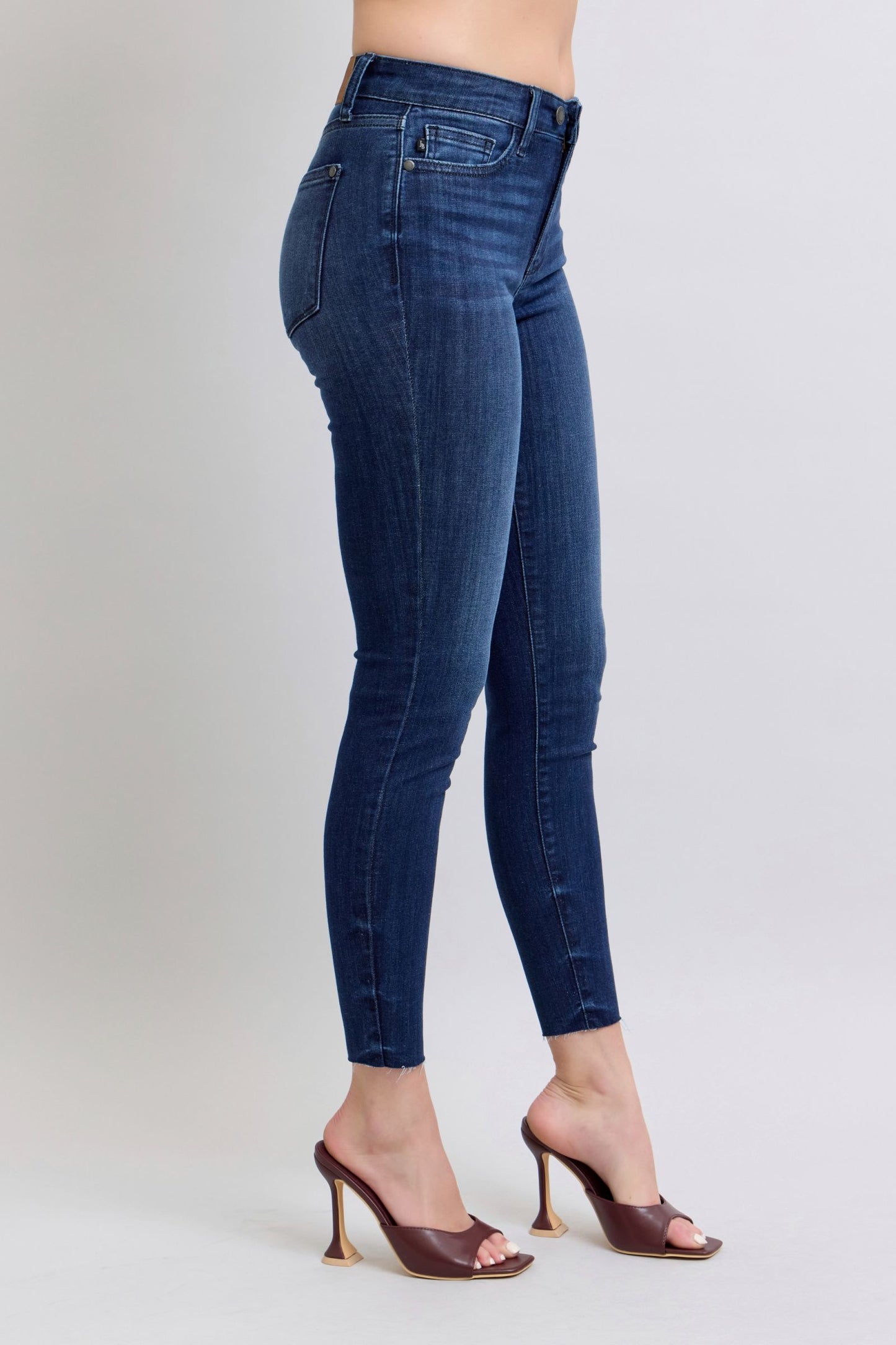 Judy Blue Mid-rise Skinny with Raw Hem Jeans