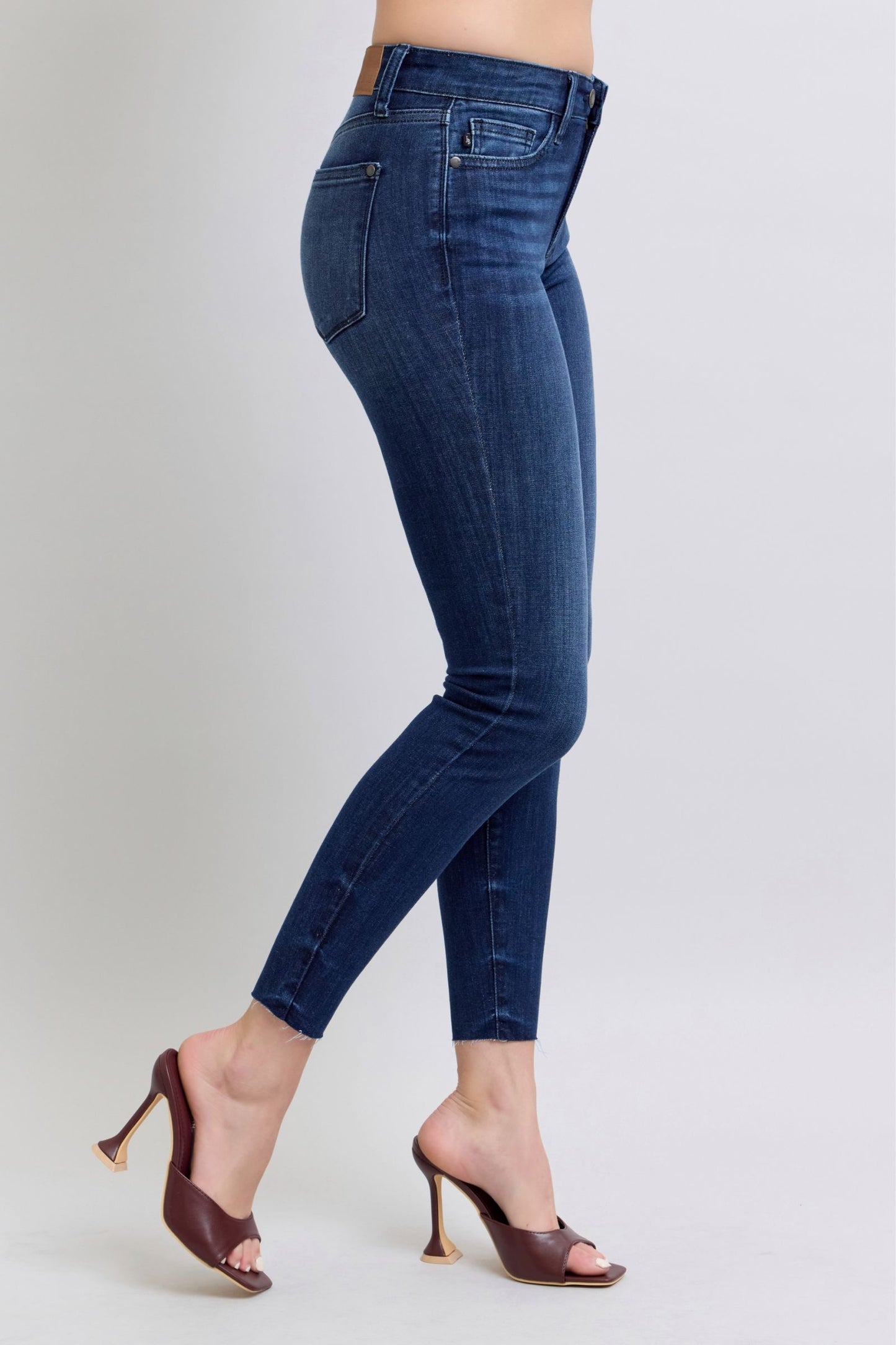 Judy Blue Mid-rise Skinny with Raw Hem Jeans