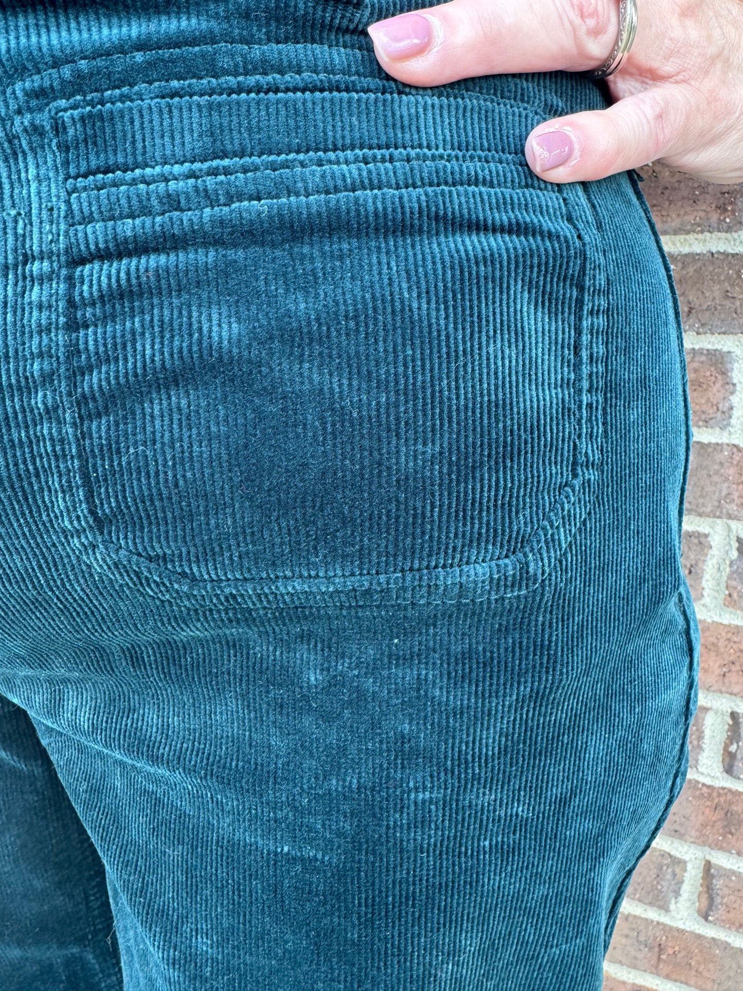 Charlie B Evergreen Patch Pocket Flare Corduroy Pants