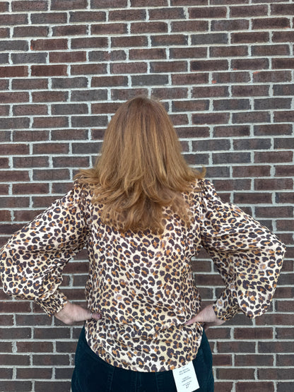 Umgee Ruffle Trim Leopard Print Blouse