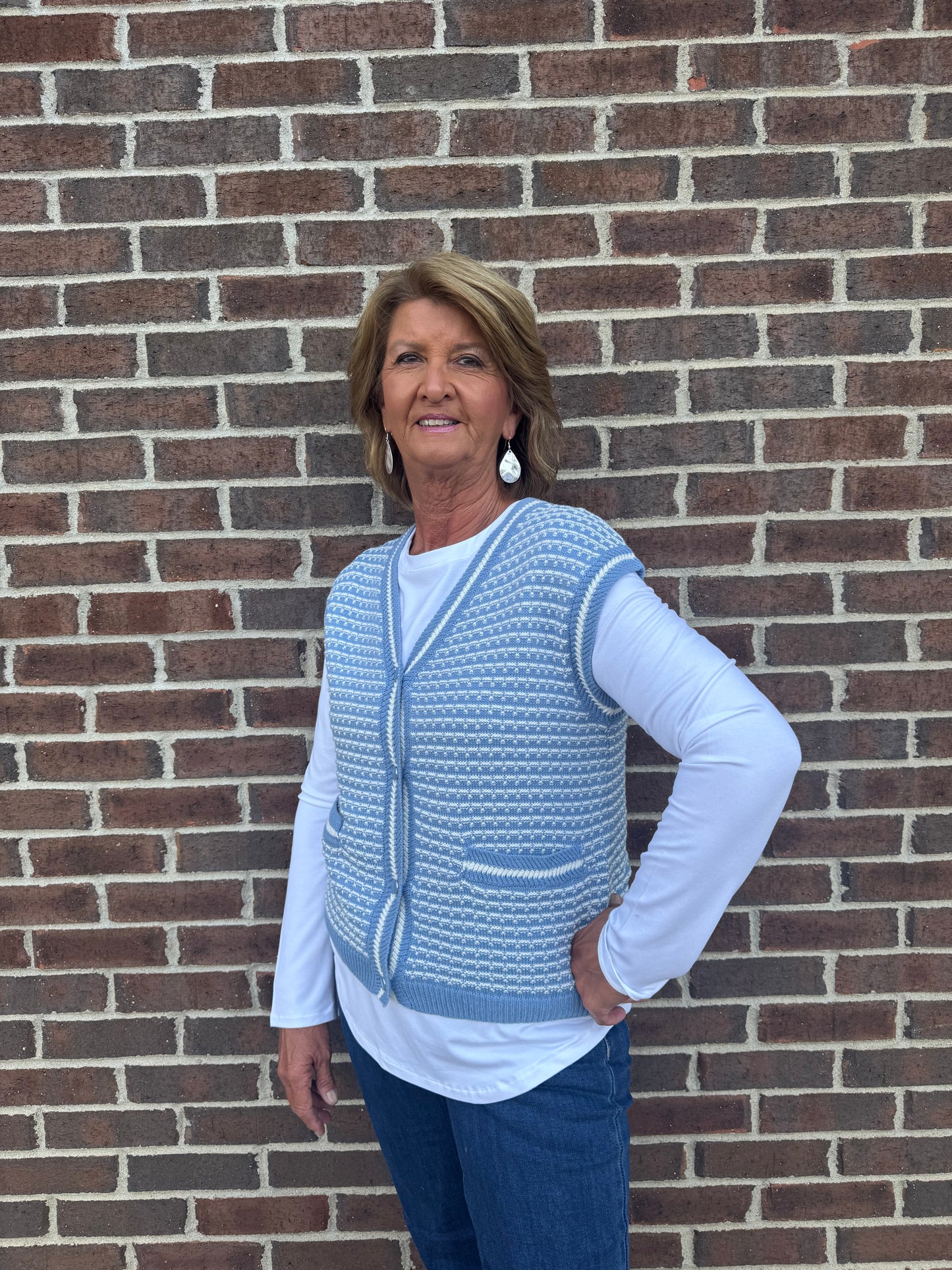 Striped Button Sweater Vest