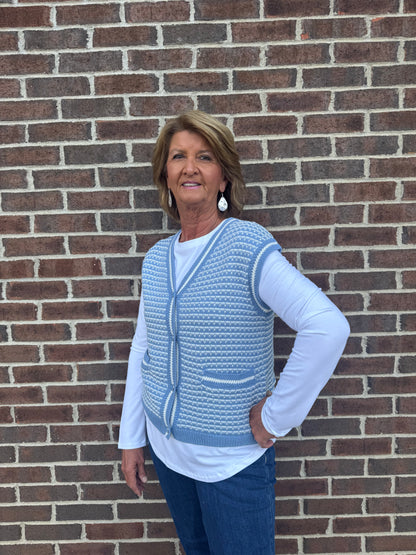 Striped Button Sweater Vest