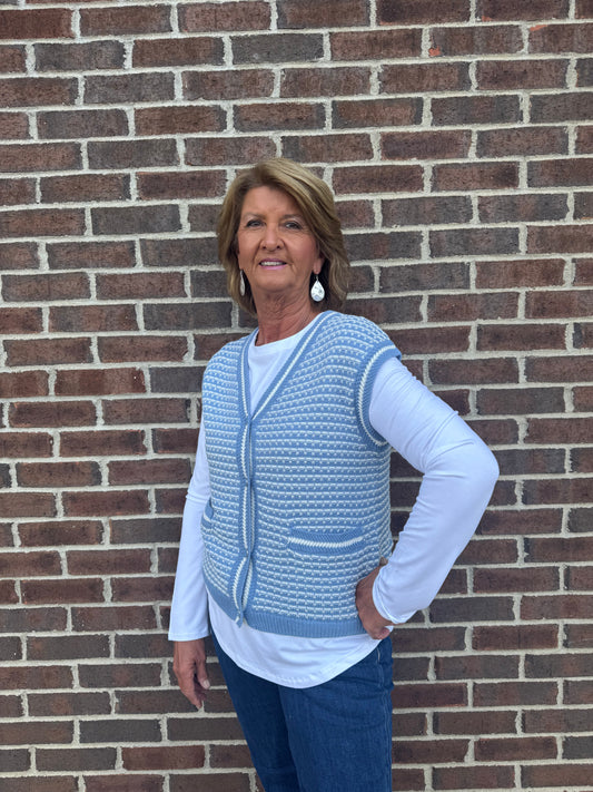 Striped Button Sweater Vest