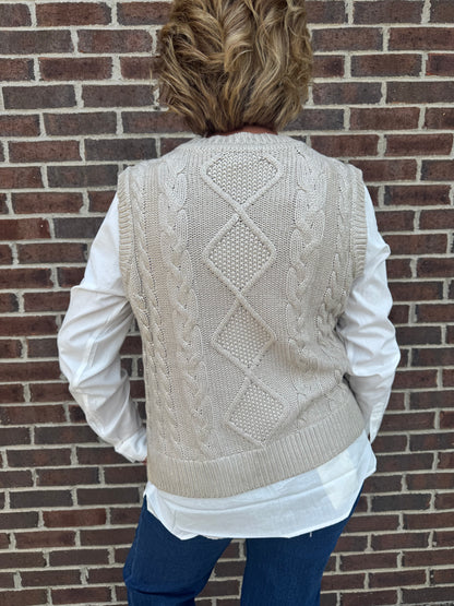 Charlie B Foiled Crew Neck Fooler Sweater Vest