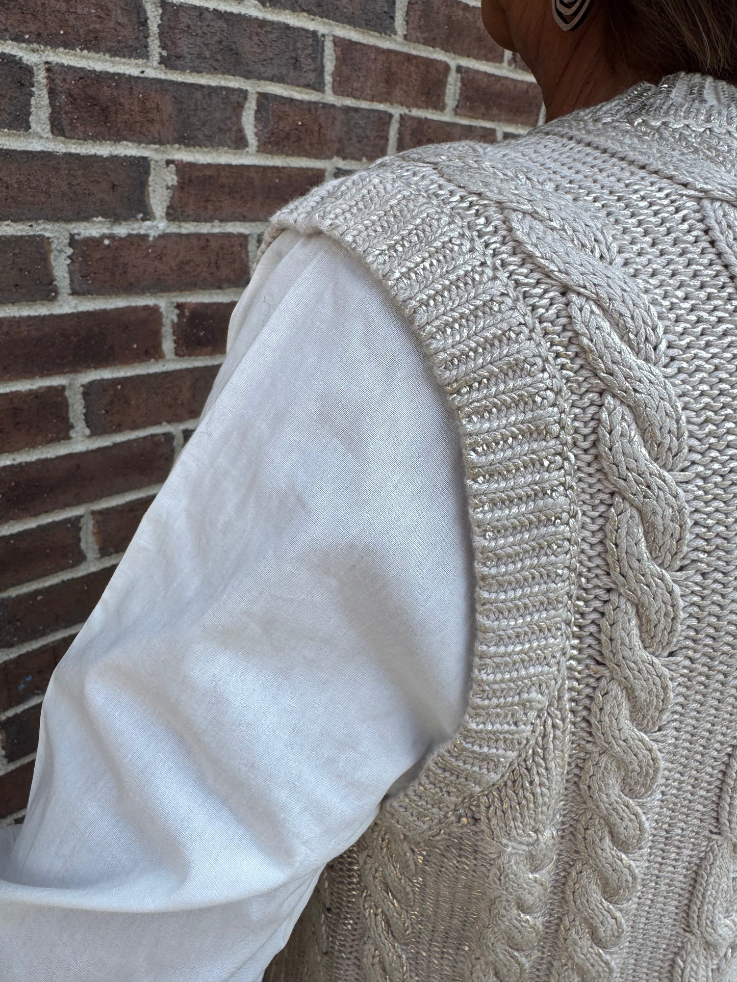 Charlie B Foiled Crew Neck Fooler Sweater Vest