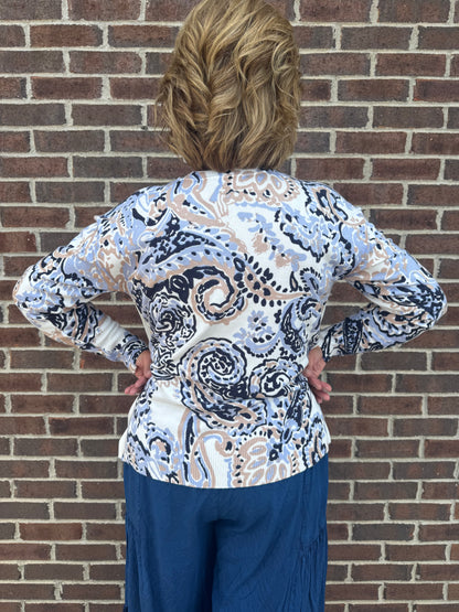 Charlie B Printed Sweater With Side Buttons