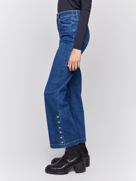 Charlie B  Flare Jeans with Side Buttons