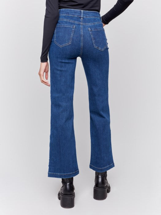 Charlie B  Flare Jeans with Side Buttons