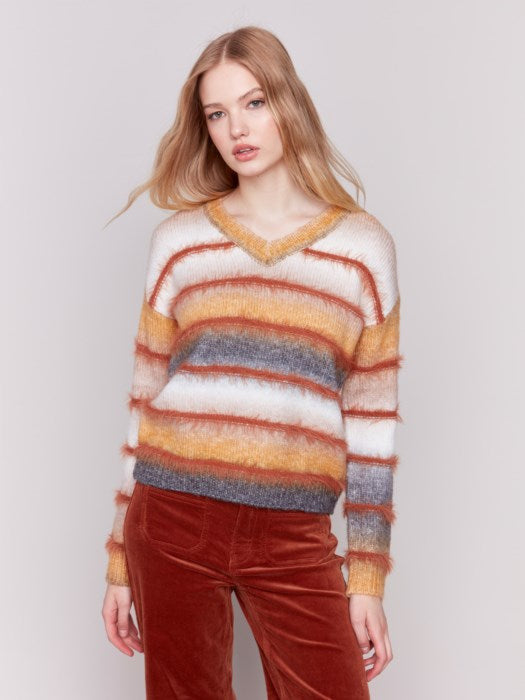 Charlie B Striped Eyelash Space Dye Sweater