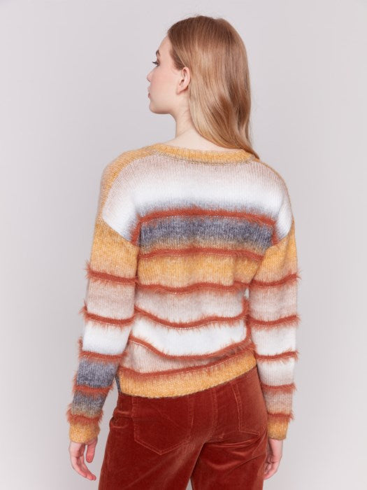 Charlie B Striped Eyelash Space Dye Sweater