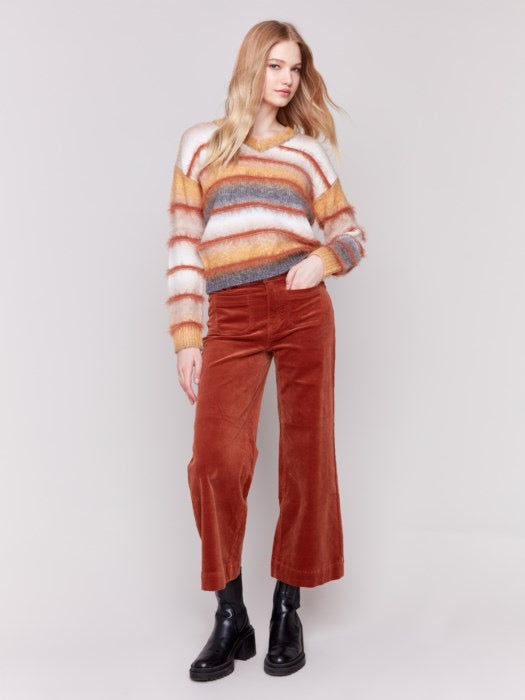 Charlie B Striped Eyelash Space Dye Sweater