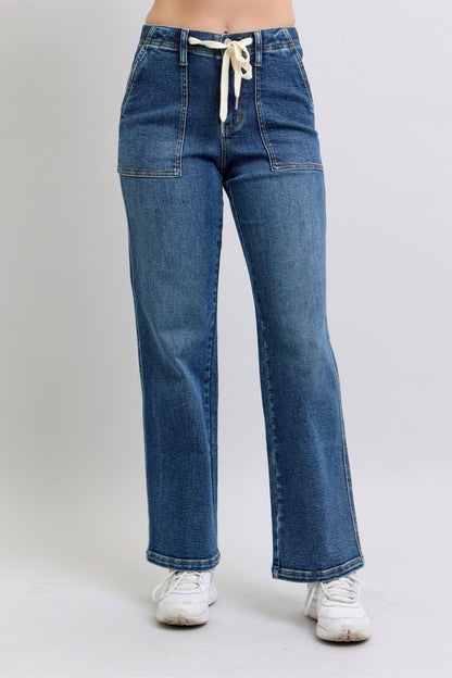 Judy Blue drawstring wide leg jeans