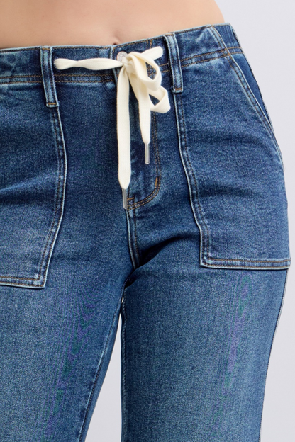 Judy Blue drawstring wide leg jeans