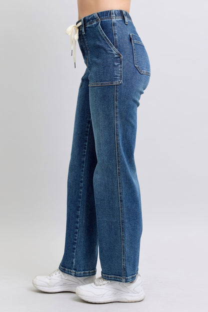 Judy Blue drawstring wide leg jeans