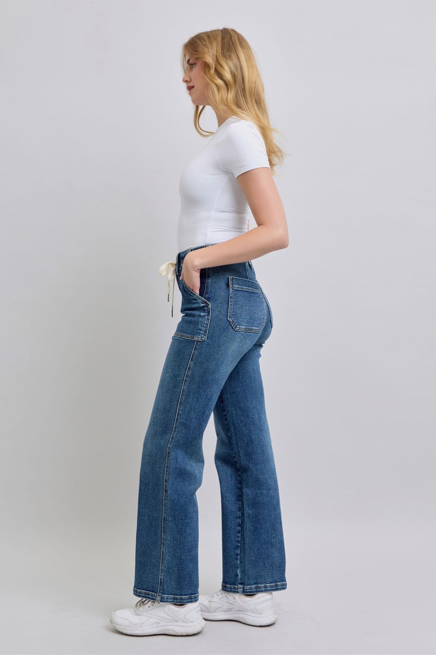 Judy Blue drawstring wide leg jeans