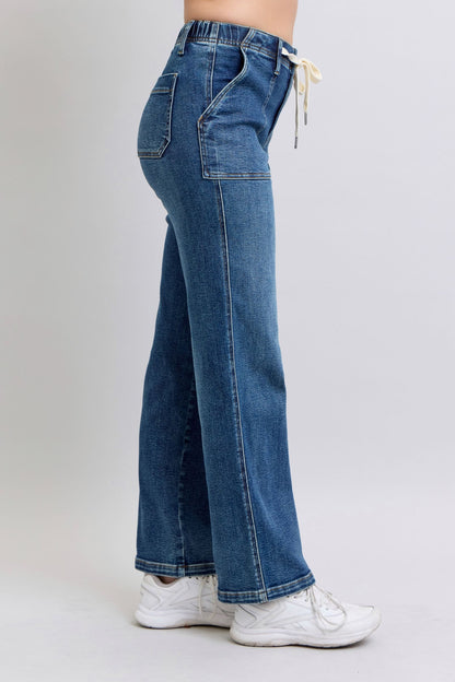 Judy Blue drawstring wide leg jeans
