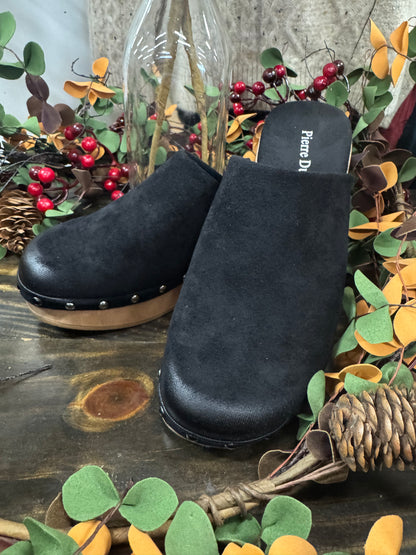 Pierre Dumas Jeda 2 Black Suede Clog