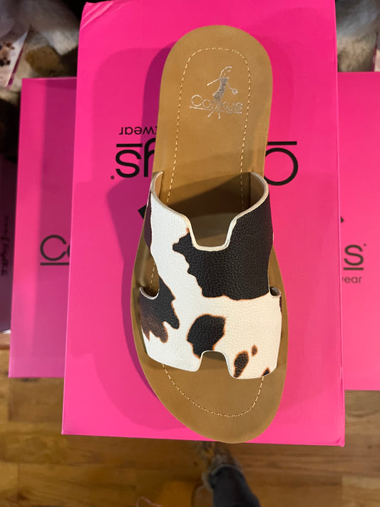 Corkys Smooth Cow Bogalusa Slide Sandal