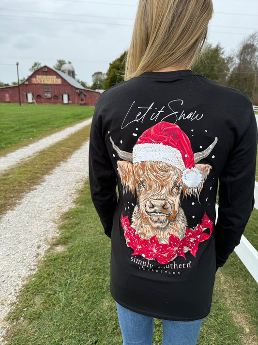 Simply Southern - Let It Snow Christmas tee - cow