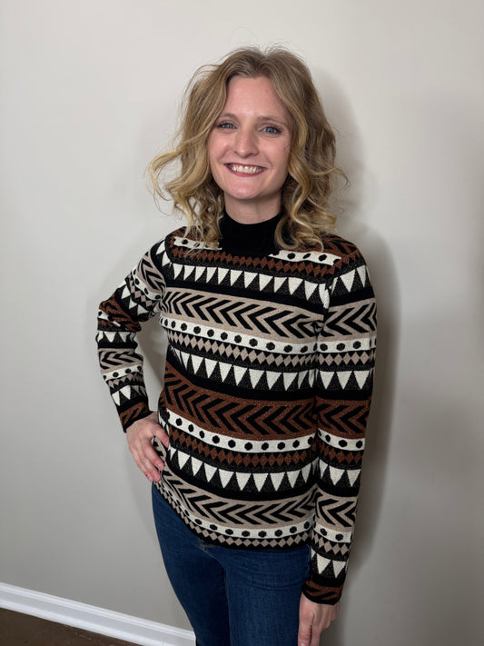 Keren Hart Shimmer Geometric Sweater