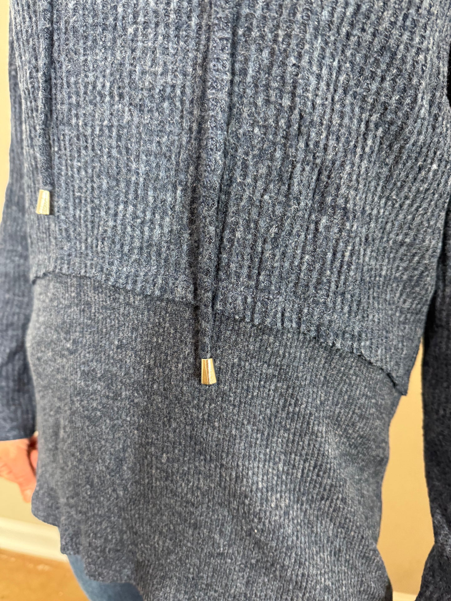 Keren Hart Ribbed Navy Hoodie